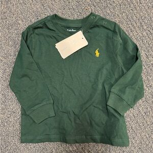 Ralph Lauren Green Long Sleeve Tee with Yellow Pony